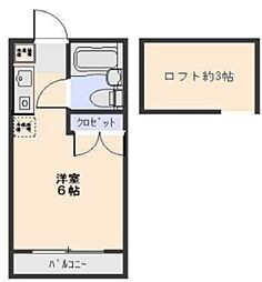 リトルブーケ久我山 2階ワンルームの間取り