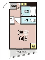 キューブK ワンルームの間取図画像
