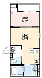 DolceVita南流山 2階1LDKの間取り