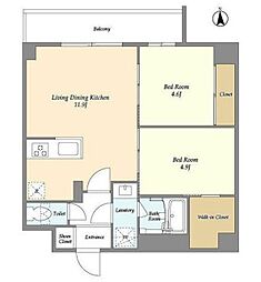 グランカーサ尾久 7階2LDKの間取り