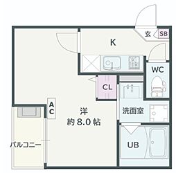 Jack unokiII 1Kの間取図画像
