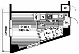 グランドガーラ西新宿イースト 1Kの間取図画像