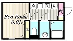 カインドネス本厚木West 1Kの間取図画像