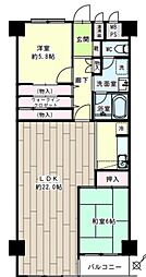 横浜鶴見東寺尾ハイツA棟 2LDKの間取図画像