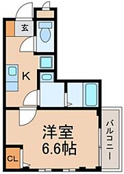 マノウァール由利武 3階1Kの間取り