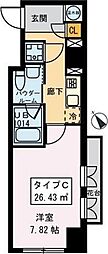 桃園パークマンション 1Kの間取図画像