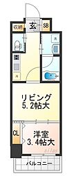 西宮北口プライマリーワンガーデンテラス 1DKの間取図画像