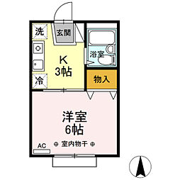 パークサイドハウスA 1Kの間取図画像