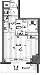ル・リオン東京イーストコア 2階1Kの間取り