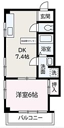 ビッグワンハイツ 1DKの間取図画像