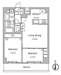 ドゥーエ南千住 6階2LDKの間取り