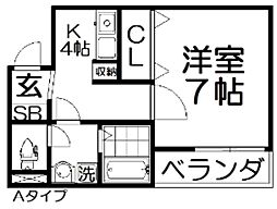 ハーモニーライフ須山 1Kの間取図画像