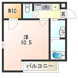 フジパレス大物駅北2番館 1Kの間取図画像