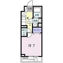 ワンリーフ 1階1Kの間取り
