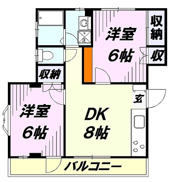 シャトー新所沢 ｜埼玉県所沢市岩岡町(賃貸マンション2DK・2階・41.52㎡)の写真 その2