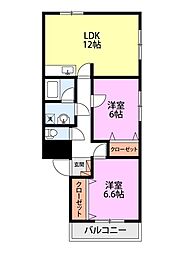 ベルローズ 2LDKの間取図画像