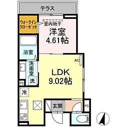 ラリュール豊玉上 1階1LDKの間取り