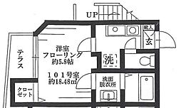 クレステージ中野 1Kの間取図画像