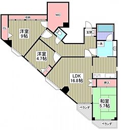 リュミエ武蔵浦和 3LDKの間取図画像