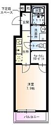 フジパレス立花川辺公園ウエスト 1Kの間取図画像