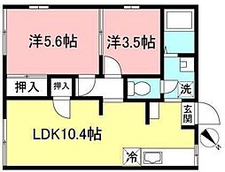 スターパレス 1階2LDKの間取り