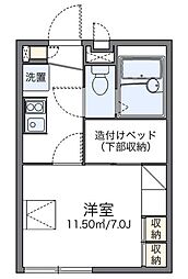 レオパレスグリーンビレッジ 1階1Kの間取り