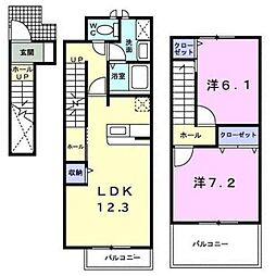 ロジュマン・ガゾン 2階2LDKの間取り