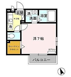カメリア 1Kの間取図画像