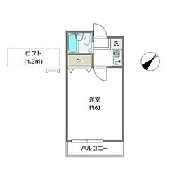 東急目黒線 武蔵小山駅 徒歩9分の賃貸アパート 2階1Kの間取り