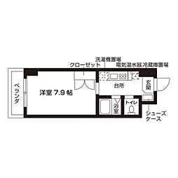 ローズウッド・ハイツ門前仲町 8階1Kの間取り