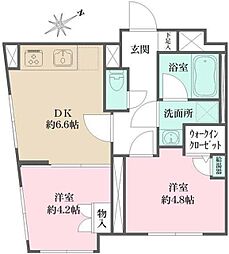 フィーカ大井町 5階2DKの間取り