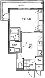 オクドテラス 3階1DKの間取り