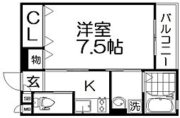 ヴィラくずは 1Kの間取図画像