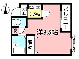 ブライトハイム 3階1Kの間取り