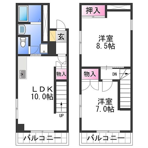 シティアーク北新 ｜和歌山県和歌山市北新金屋丁(賃貸マンション2LDK・8階・65.00㎡)の写真 その2