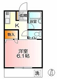 コート中央林間 1Kの間取図画像