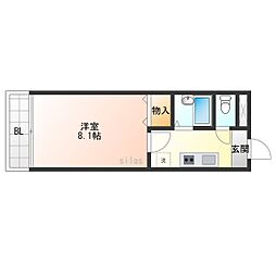 D・H白鳥ビル 1Kの間取図画像