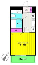 Bris登戸 1Kの間取図画像