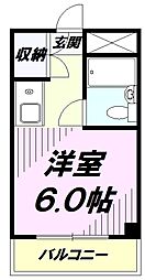 JR中央線 八王子駅 徒歩9分の賃貸マンション 3階ワンルームの間取り
