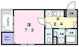 ノ・メール マサキ 2階1Kの間取り