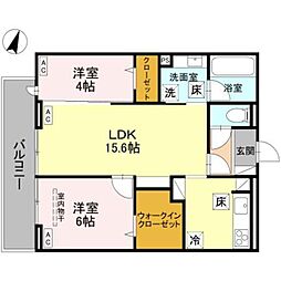 Noble raffiner戸塚東 A 2LDKの間取図画像