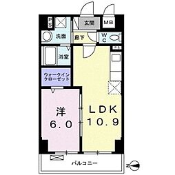 ル・カトレヤ 1LDKの間取図画像