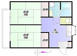 ハイツサンアベニュー 2階2DKの間取り