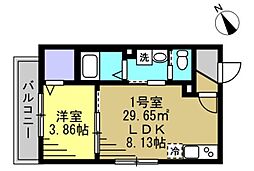 Ajour新松戸02 1LDKの間取図画像