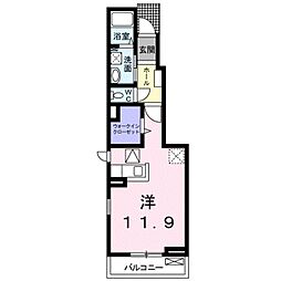 バンブーグロー 1階ワンルームの間取り