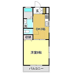 カーサブライト 1DKの間取図画像