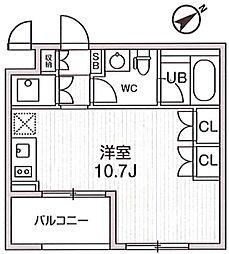 大田西馬込レジデンス 3階ワンルームの間取り