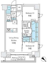 Urban Breeze 巣鴨 2LDKの間取図画像
