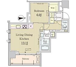 パークアクシス池田山 7階1LDKの間取り