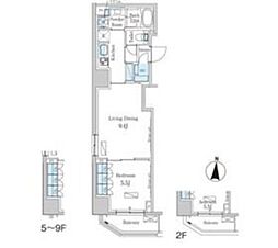 パークアクシス錦糸町ヴェール 7階1LDKの間取り